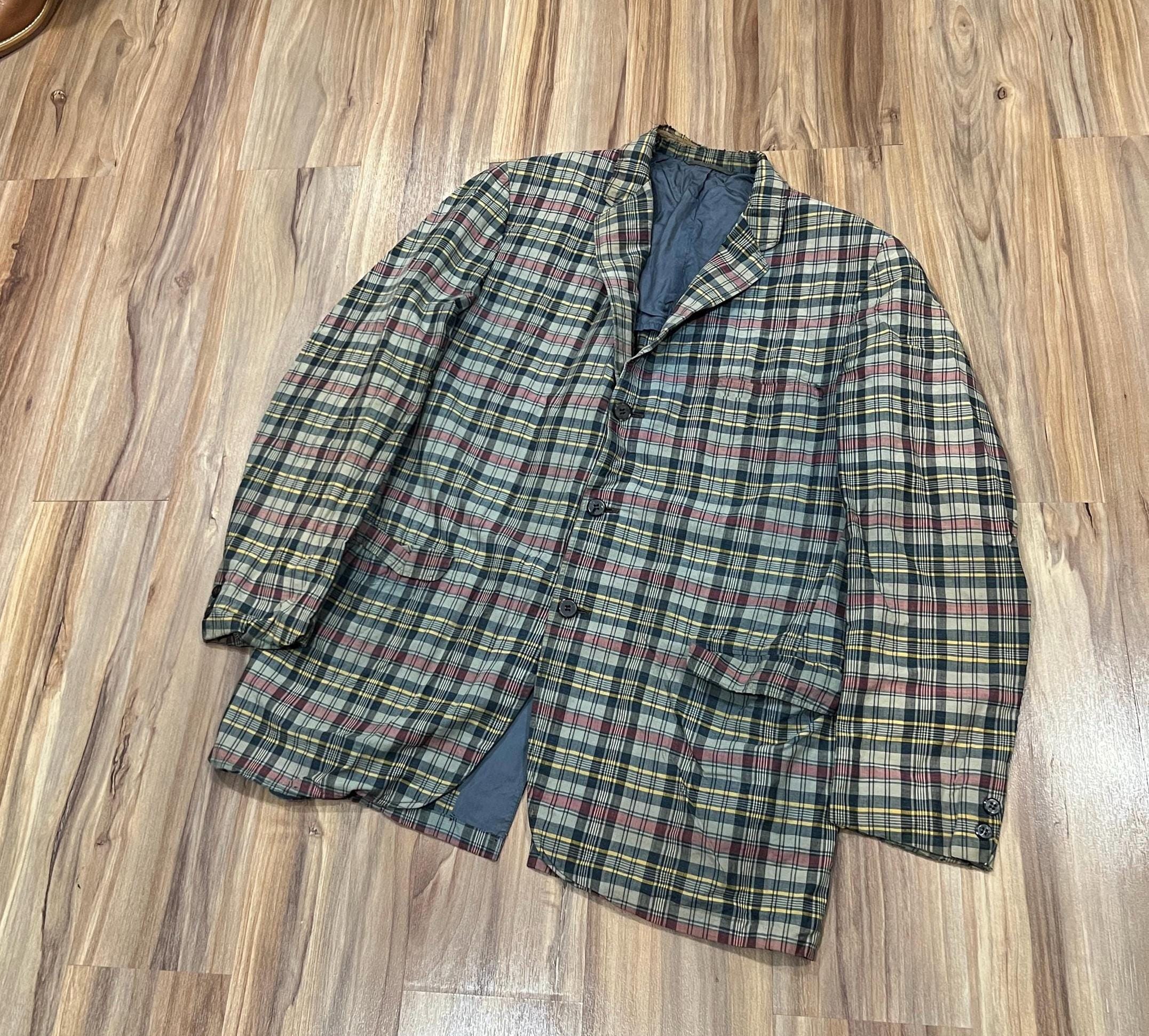 Medium Vintage 60s Abercrombie & Fitch Madras Checkered Fabric 
