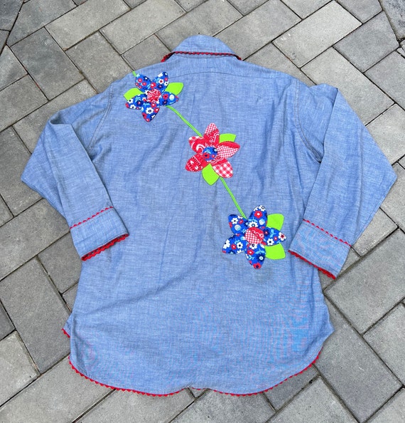 Large Vintage 70s Handmade Custom Embroidered Sew… - image 2