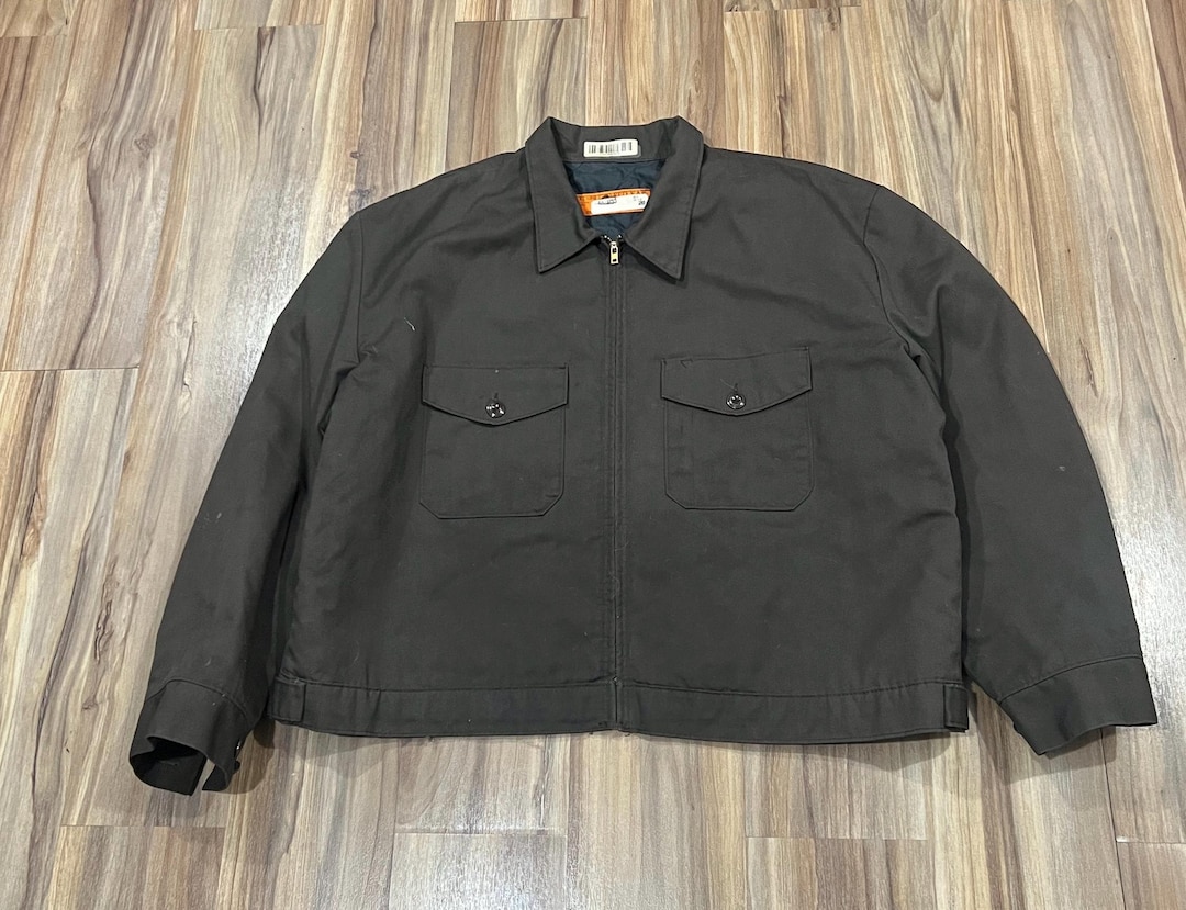 LQ MEN WORKS & FRIENDS 80's アーカイブ ウールギャバ XL Vintage 80s 90s Zip up 2 Pocket Work Wear Brown Jacket W