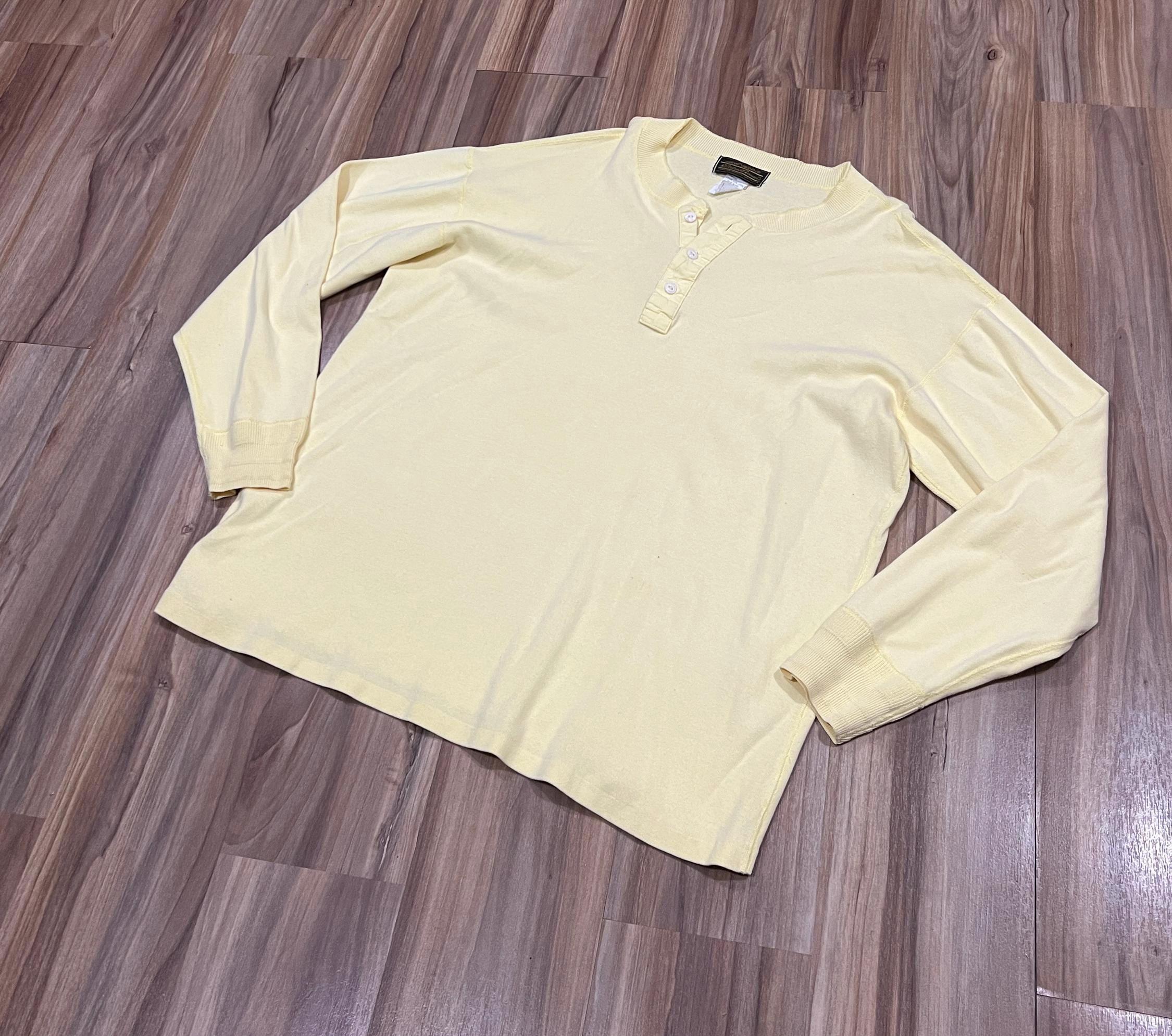 XL Vintage 80s Eddie Bauer Cotton Thin Henley Two Button Long
