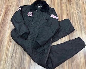 Large Vintage 70s Arctic Cat Snowmobile Nylon Riding Coveralls Zip Up Old School Logo Patch Original