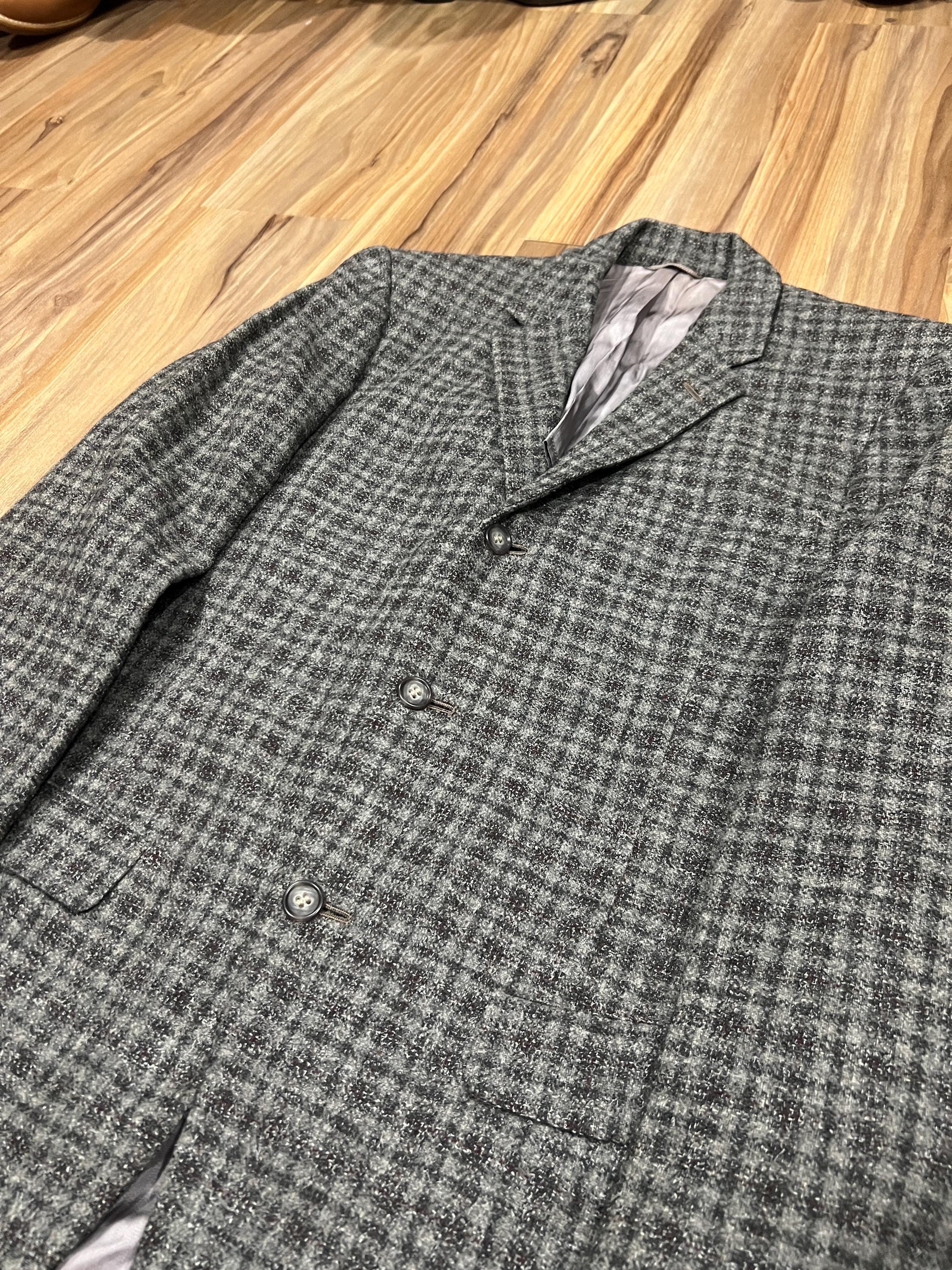 Medium Vintage 40s 50s Black Grey Checkered Plaid Fabric Wool Suit 