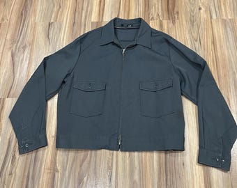 Vintage 60s French Grey Moleskin Cropped Uniform Work Jacket
