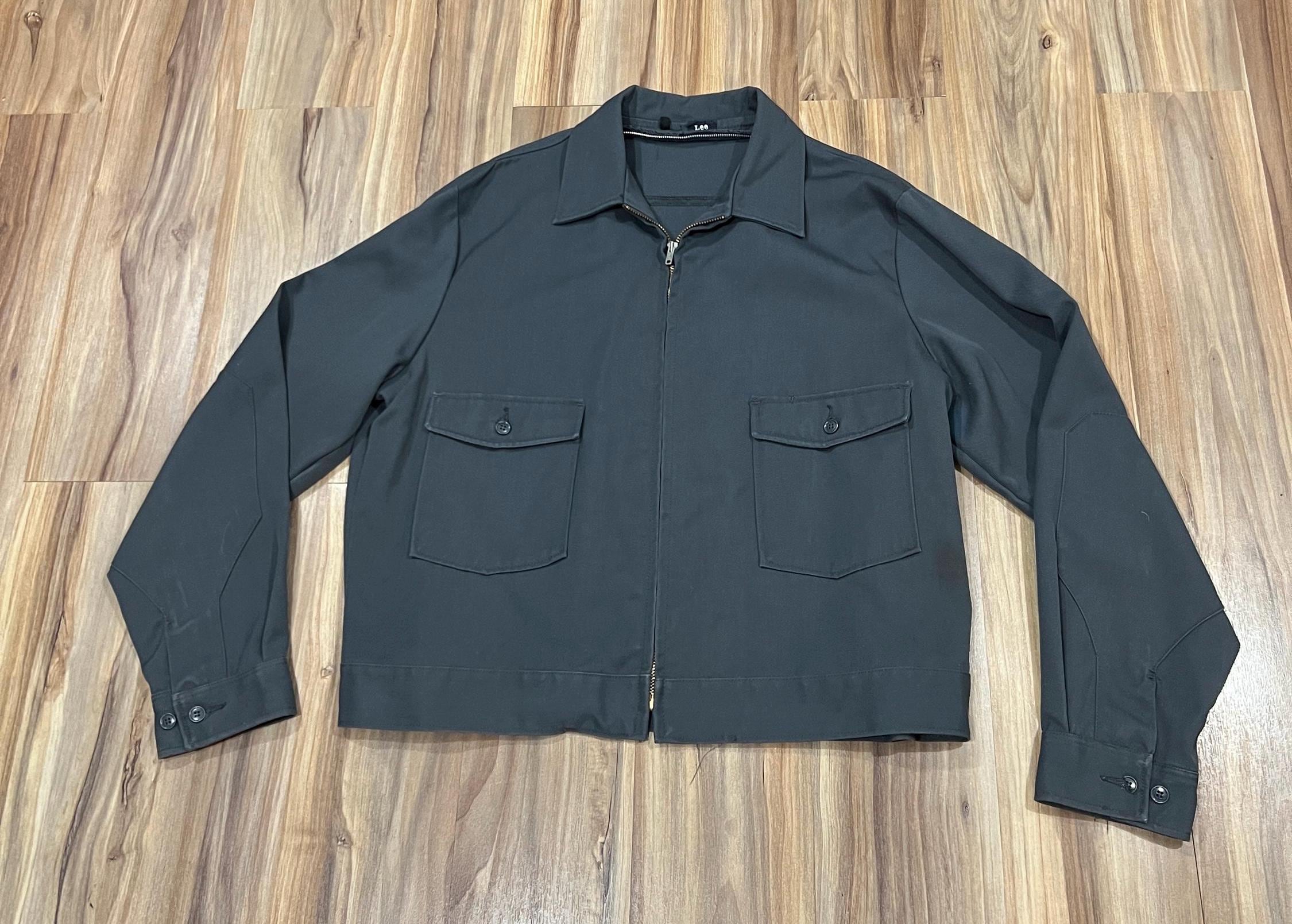 〜70s black chambray work jacket A black chambray work jacket and pants for adults from