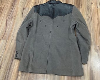 Large (42) Vintage 80s Pioneer Wear Grey Corduroy/ Leather Western