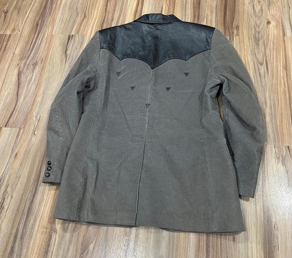 Large (42) Vintage 80s Pioneer Wear Grey Corduroy/ Leather Western