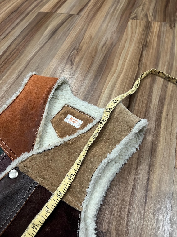 Vintage 70s Kids Leather Patchwork Shearling Line… - image 5