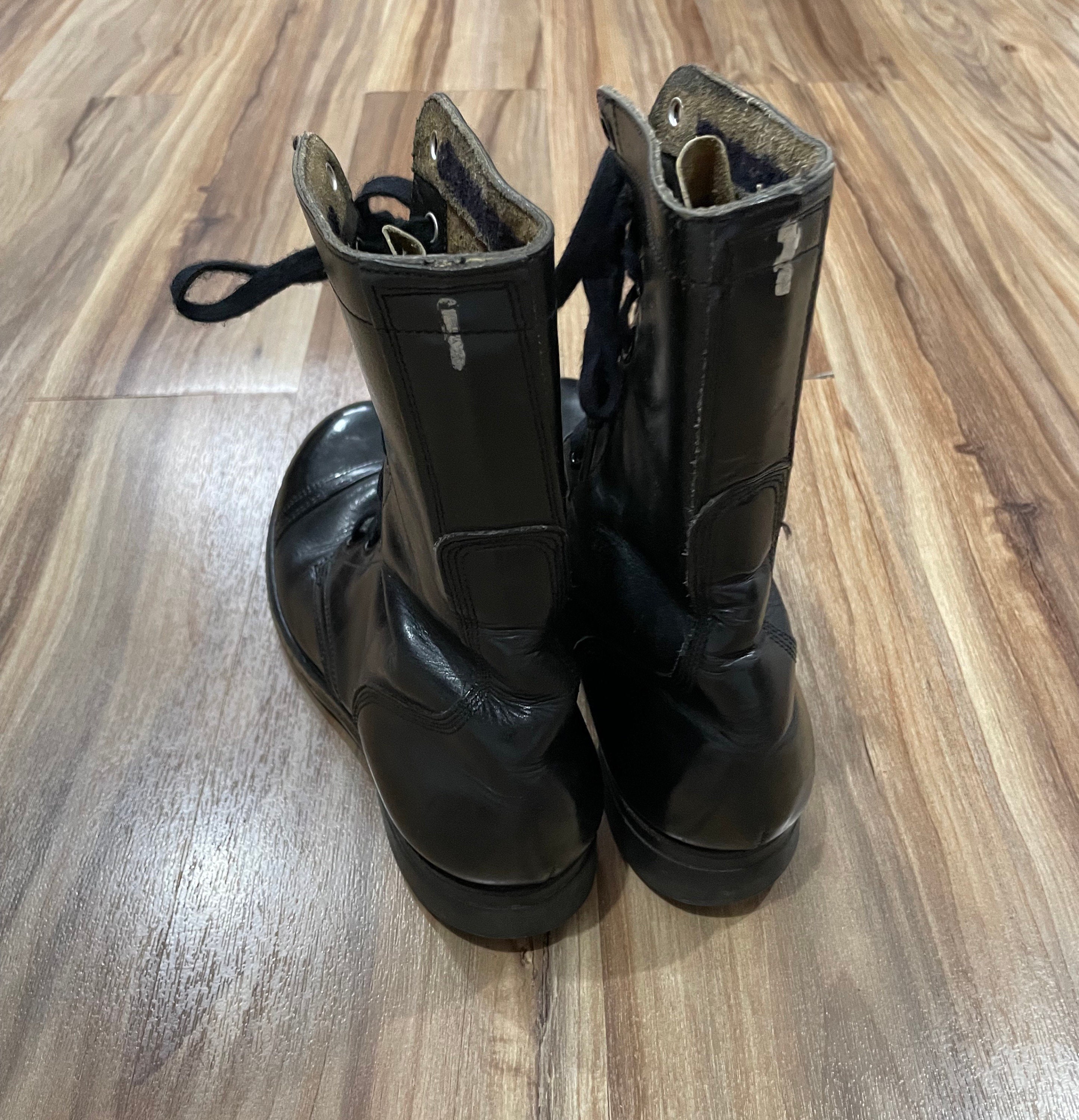 7R Vintage 60s Vietnam Era Black Combat Leather Cap Toe Boots US 