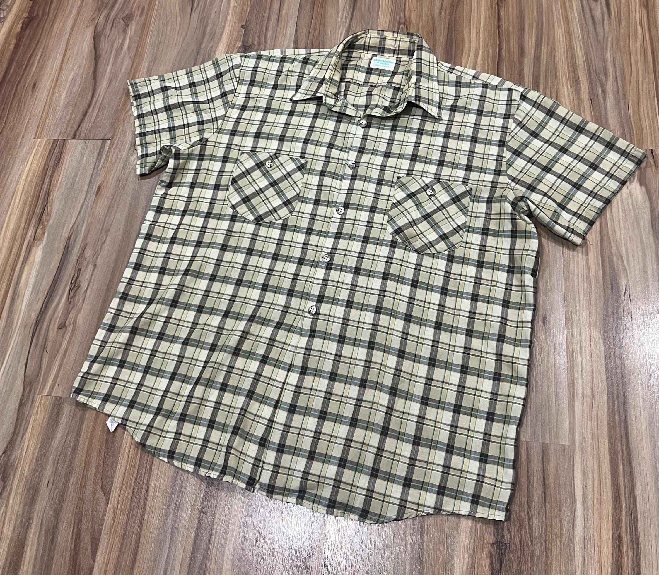 oshkosh ネルシャツ　made in USA XL Vintage 70s Oshkosh Plaid Checkered Short Sleeve Button up Work