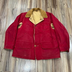 Medium Vintage 40s 50s Red Reversible Canvas Drybak Hunting