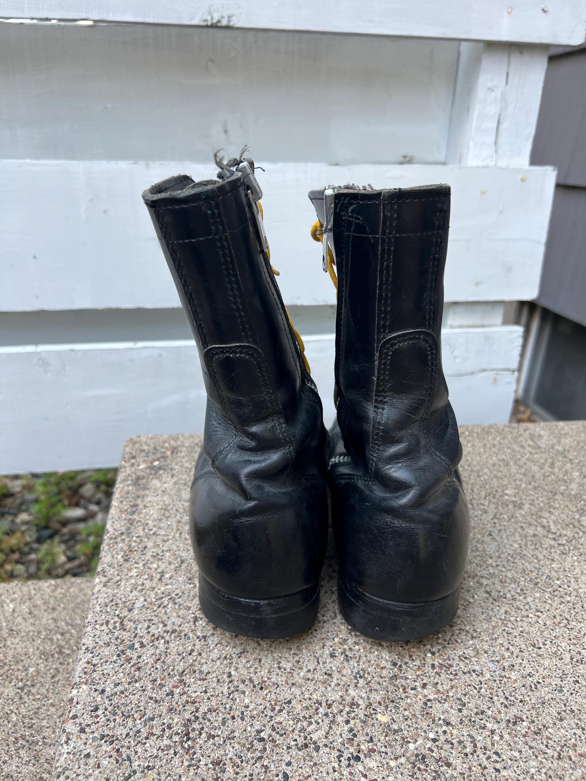 Size 9 Vintage 70s Military Black Combat Cap Toe Lace-up