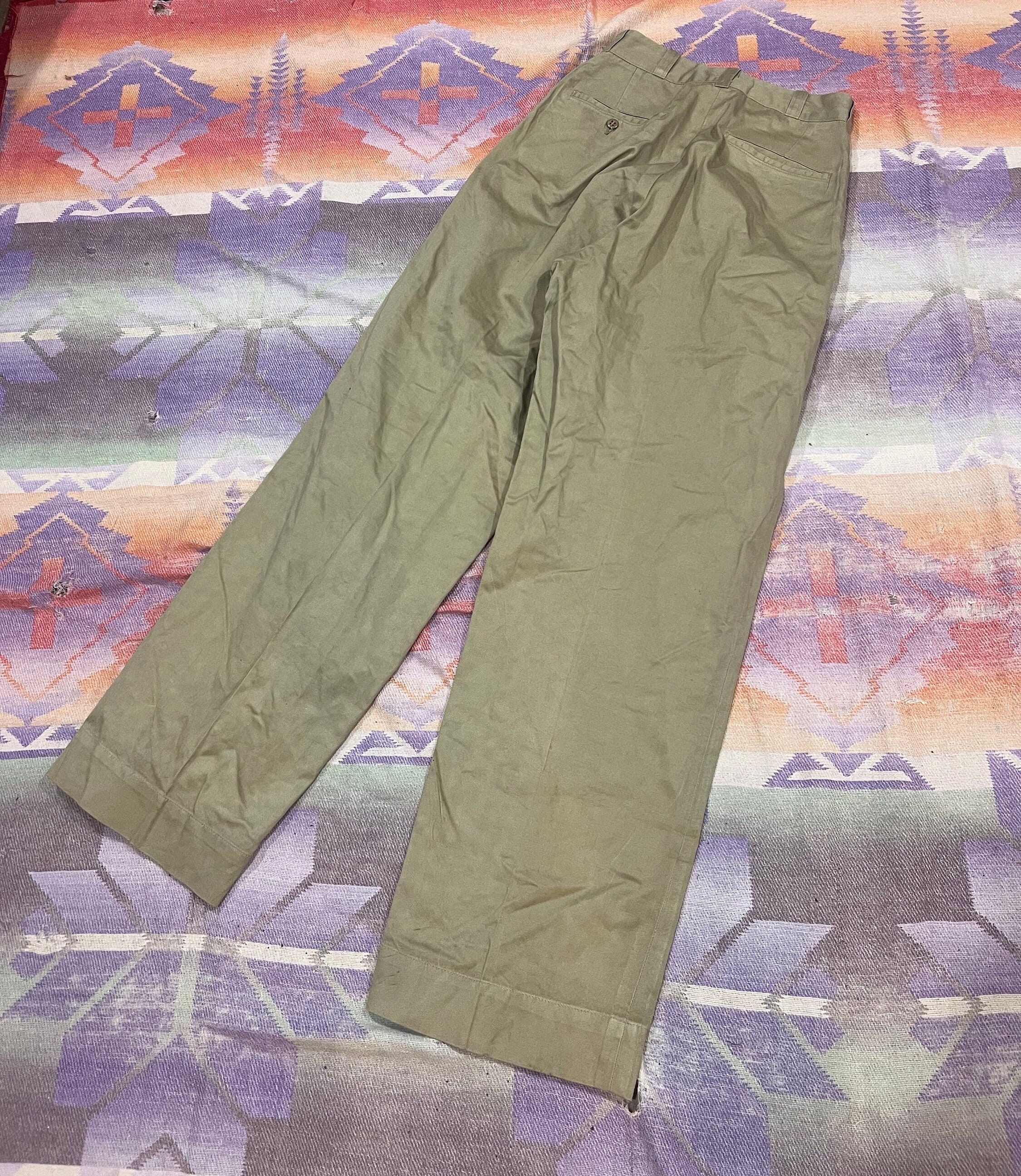 26x30 Vintage 60s US Military Khaki Chino Trousers Officer