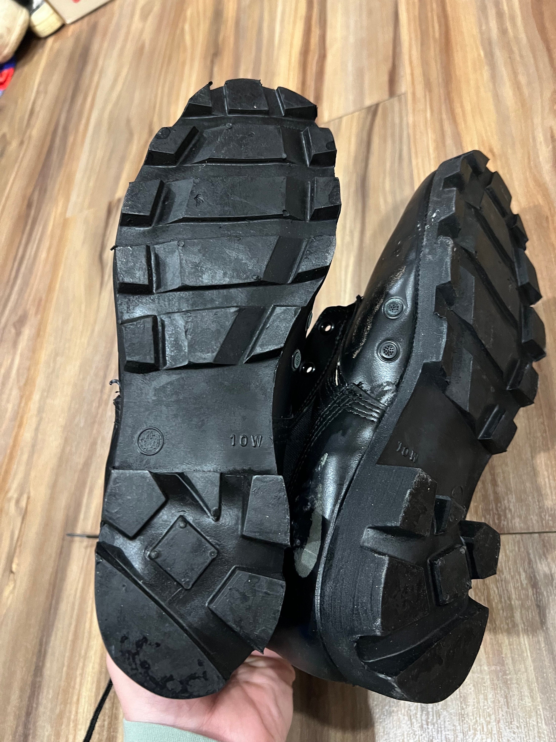 10W Vintage 70s 80s US Military Black Combat Leather Jungle