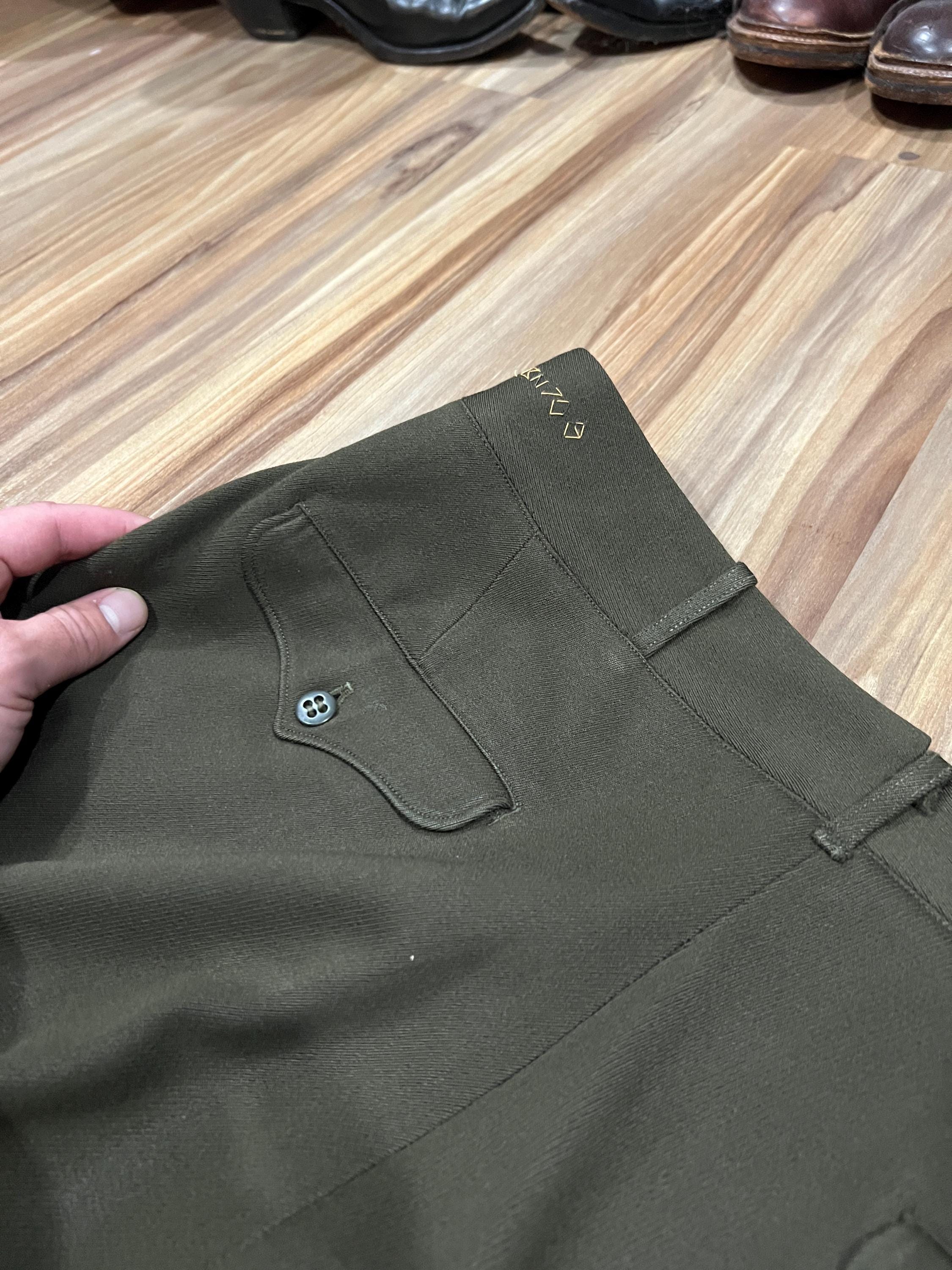31x29 Vintage 40s 50s Button Fly Wool Gabardine US Military Field