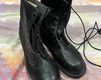 5R Vintage 90s US Army Combat Military Boots Black Leather  display picture 1