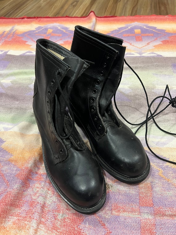 5R Vintage 90s US Army Combat Military Boots Black Leather by