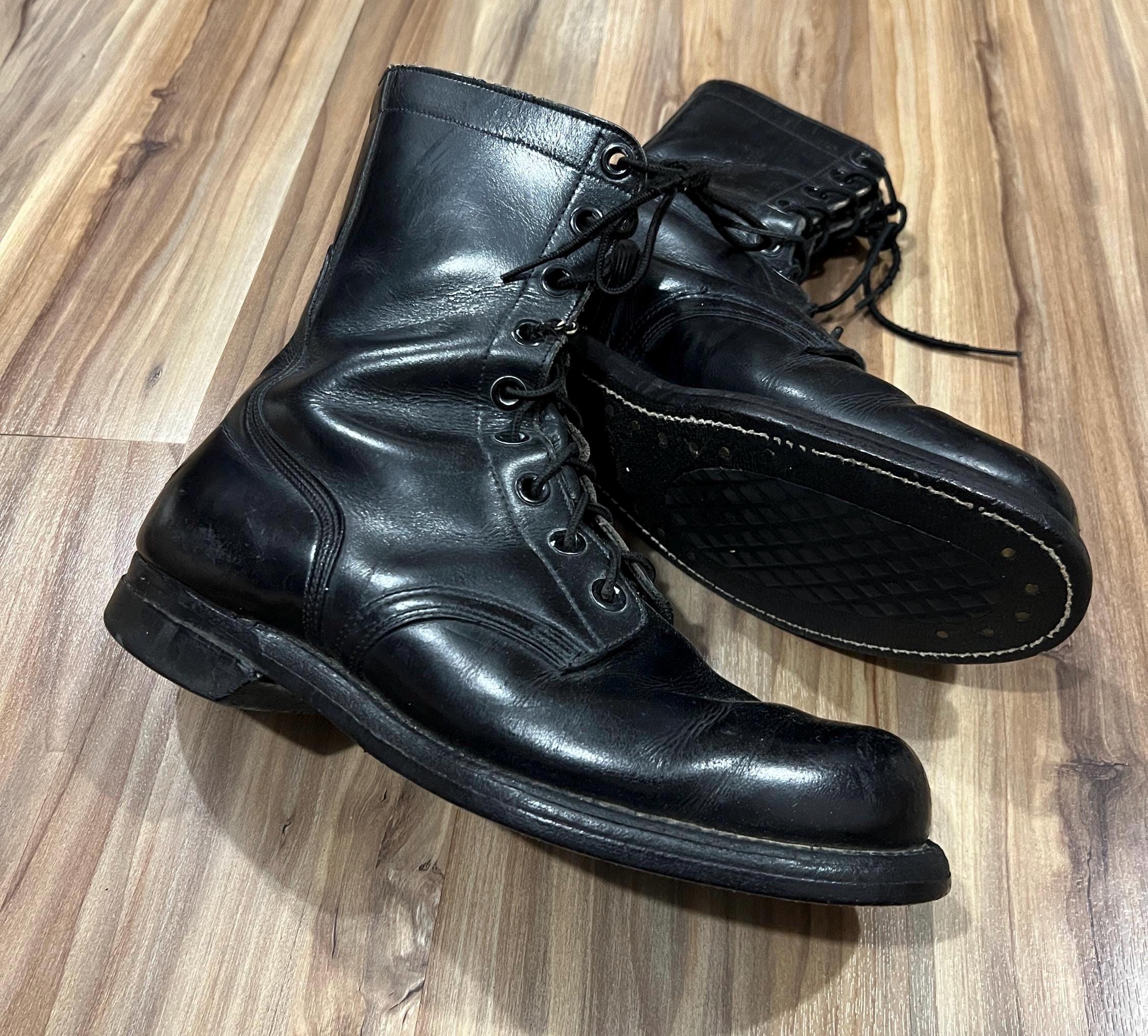 9R Vintage 60s Vietnam Era Black Combat Leather Military Boots US
