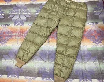 34x30 Vintage 60s Quilted Down Liner Pants Brown Outdoor Hunting