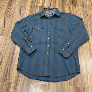 Large Vintage 90s 00s Pendleton Shadow Plaid Pearl Snap Wool Button Down High Grade Western Wear Cowboy Men’s L
