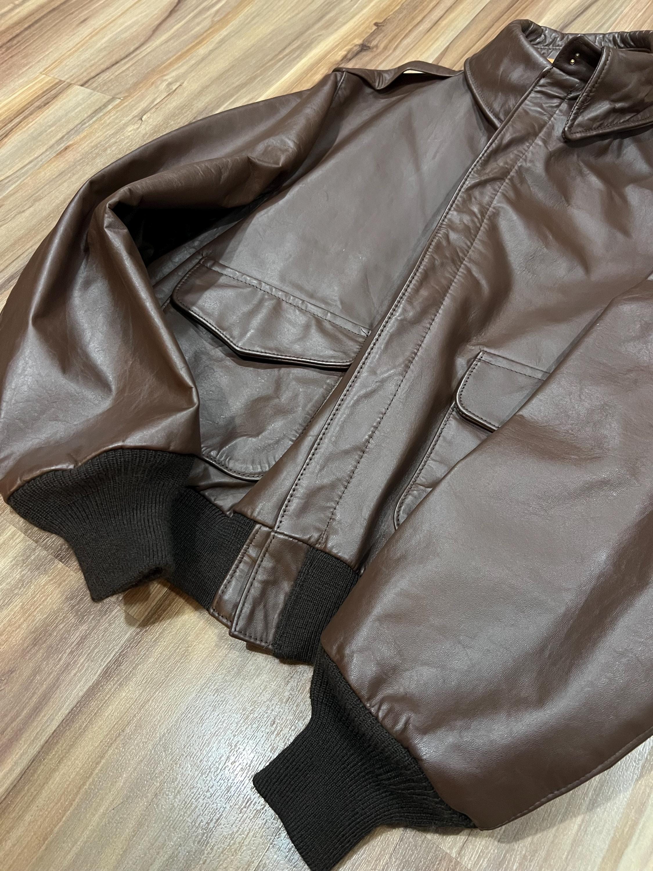 80's vintage FlightJacket A-2 本革 ブラウン XL Vintage 80's Leather Flight Jacket A-2 Type Full Zip Vintage