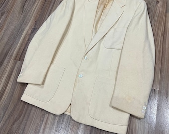 Vintage 50s Lightweight Wool Sport Suit Jacket Coat Cream Colored Rockabilly USA Made