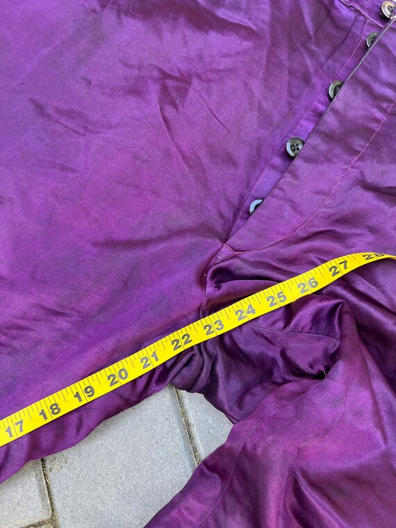 XXL Vintage 20s 30s Button Fly Purple Satin Silk … - image 10