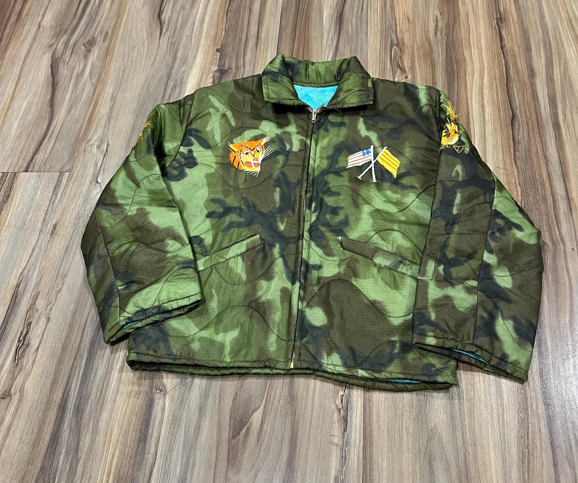 Small Kids Vintage 60s Vietnam War Embroidered Map Souvenir Jacket