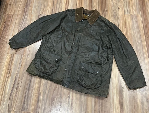 Large Vintage Waxed Barbour Bedale Jacket Tin Clo… - image 1