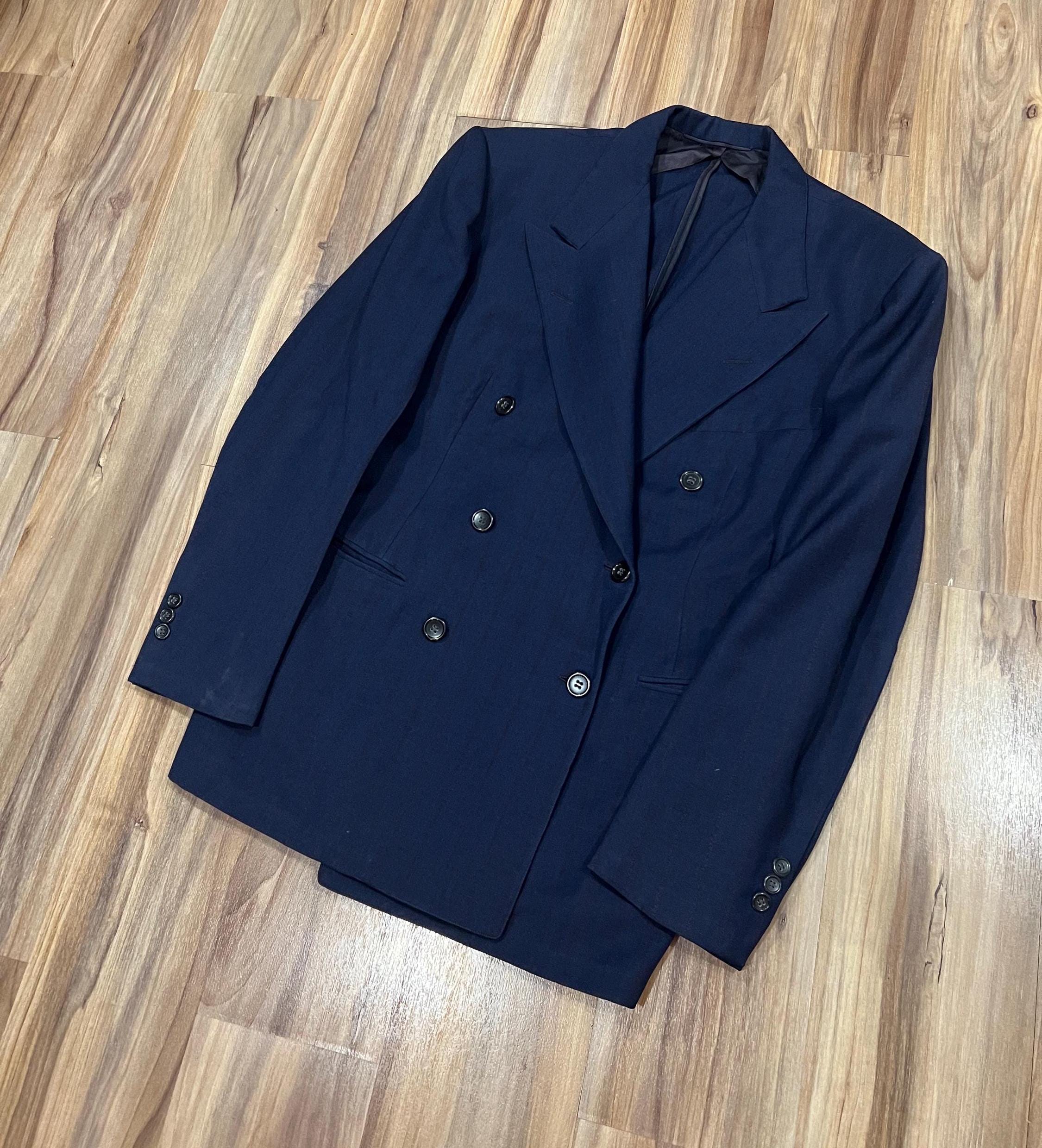 ジャケット・アウター 30s Special Vintage Double Breasted JKT Vintage 30s 40s Double Breasted Striped Wool Suit Coat