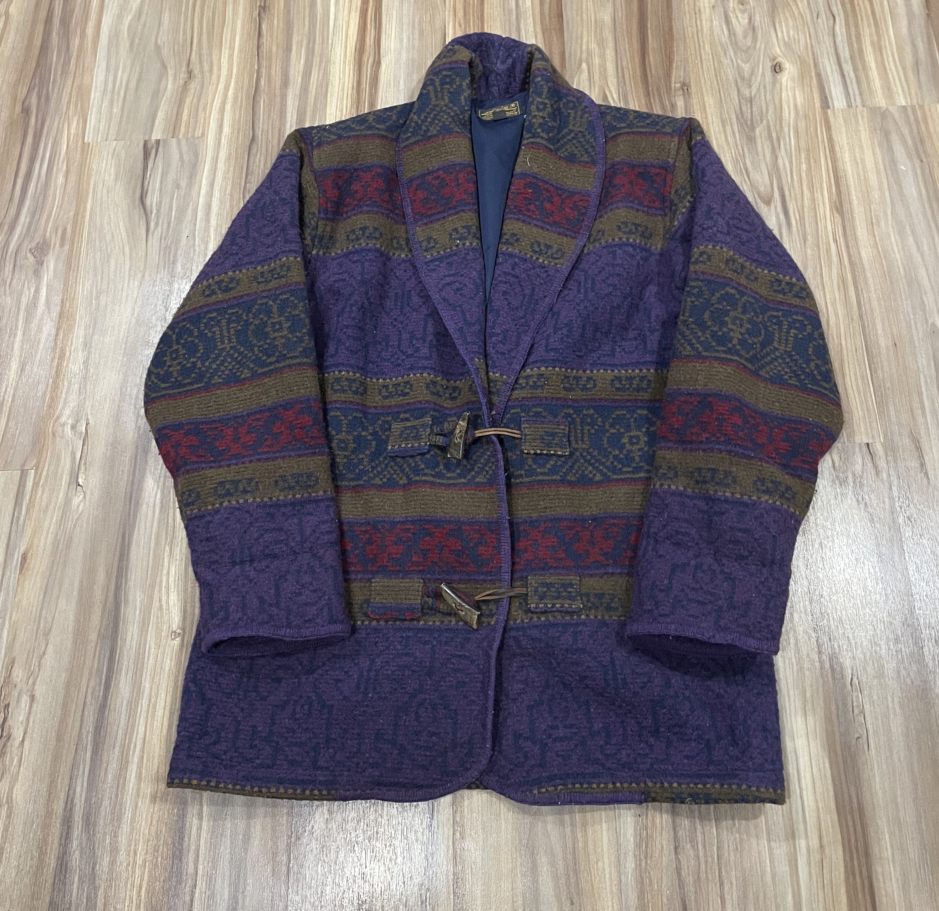 Medium Vintage 80s Eddie Bauer Shawl Collar Toggle Clasp Cardigan