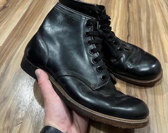 Vintage 1950s 60s Tall Lace Leather Work Boots Size 7 3E - Etsy
