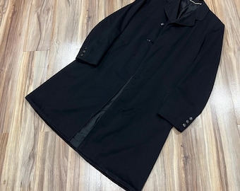 Medium Vintage 30s 40s Single Breasted Black Button Up Long Driving Car Coat Jacket USA Made