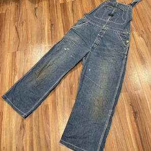 Medium Vintage 60s Ely Denim Work Wear Overalls w/ Distressing USA