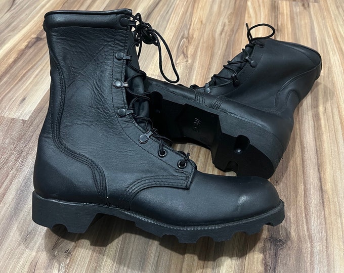 6.5W Vintage 90s US Army Combat Military Boots Black Leather