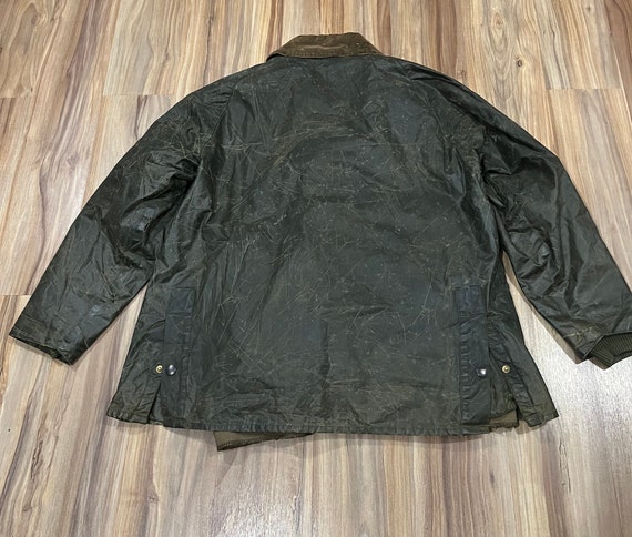 Large Vintage Waxed Barbour Bedale Jacket Tin Clo… - image 10