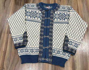 Vintage Dale of Norway Norwegian Wool Clasp Cardigan Sweater Made in Norway
