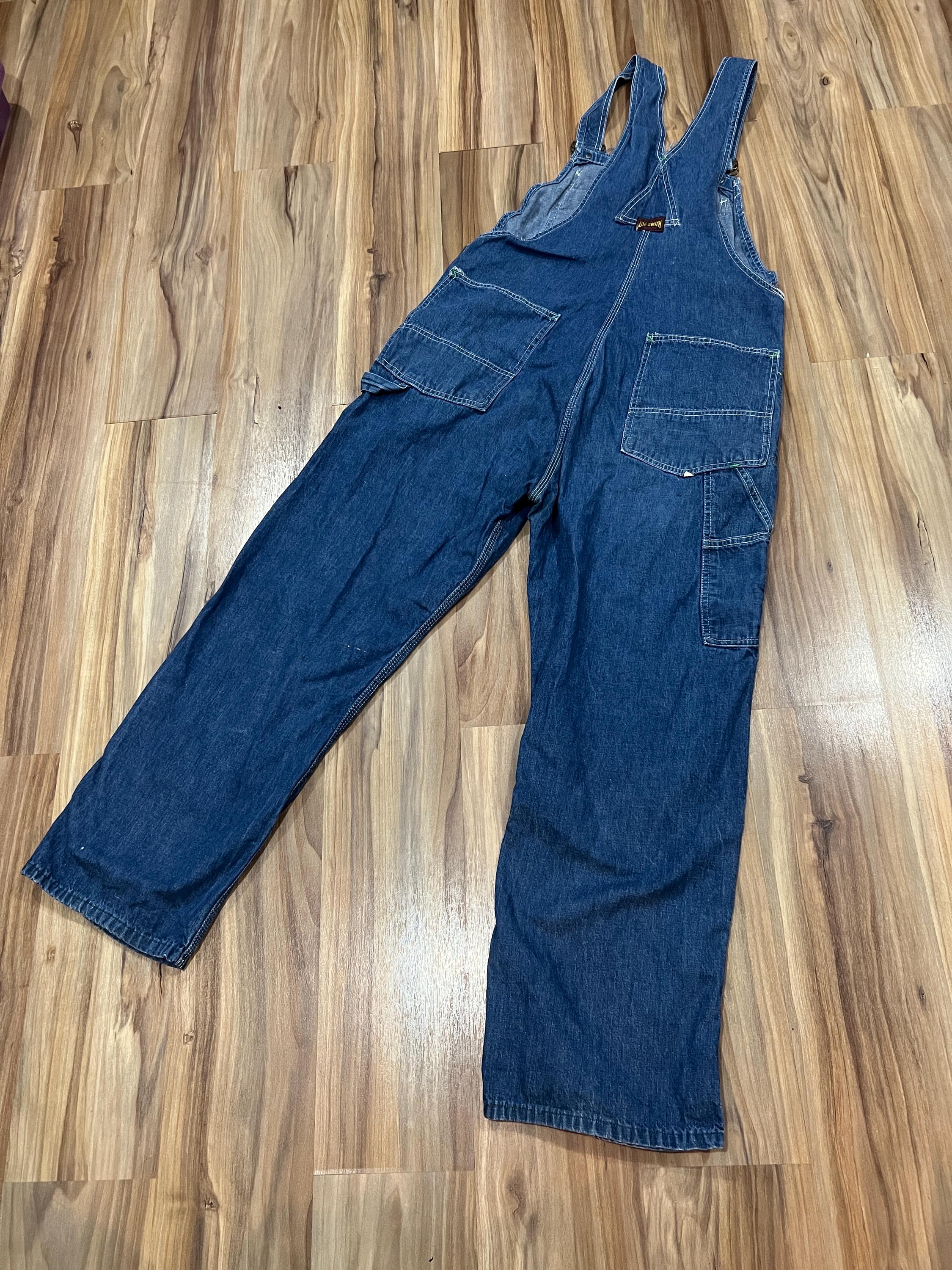 Medium Vintage 40s 50s Big Smith Denim Farm Bibs Overalls Work 