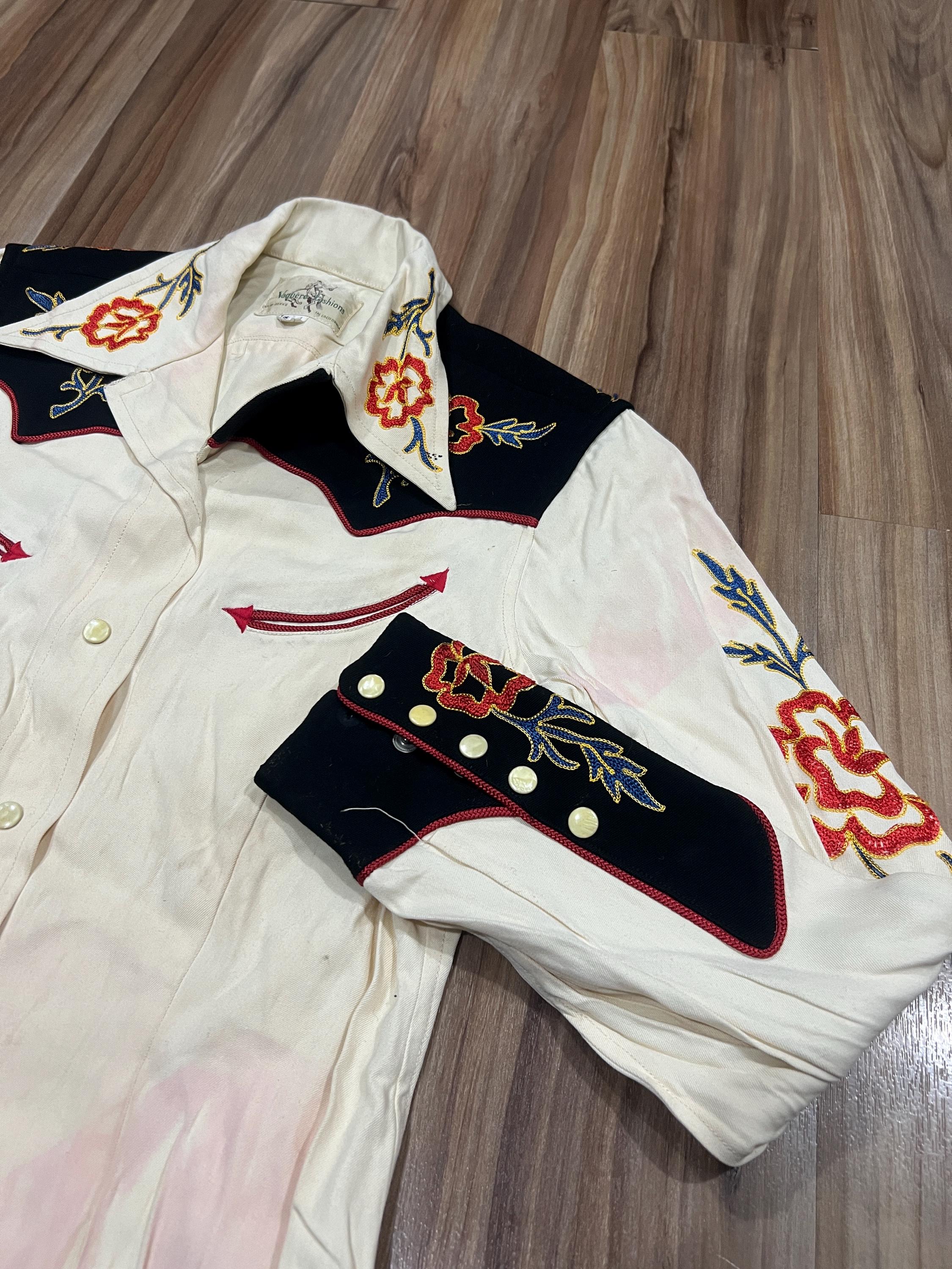 Small Vintage 40s 50s Rodeo Western Wool Rockabilly Gabardine