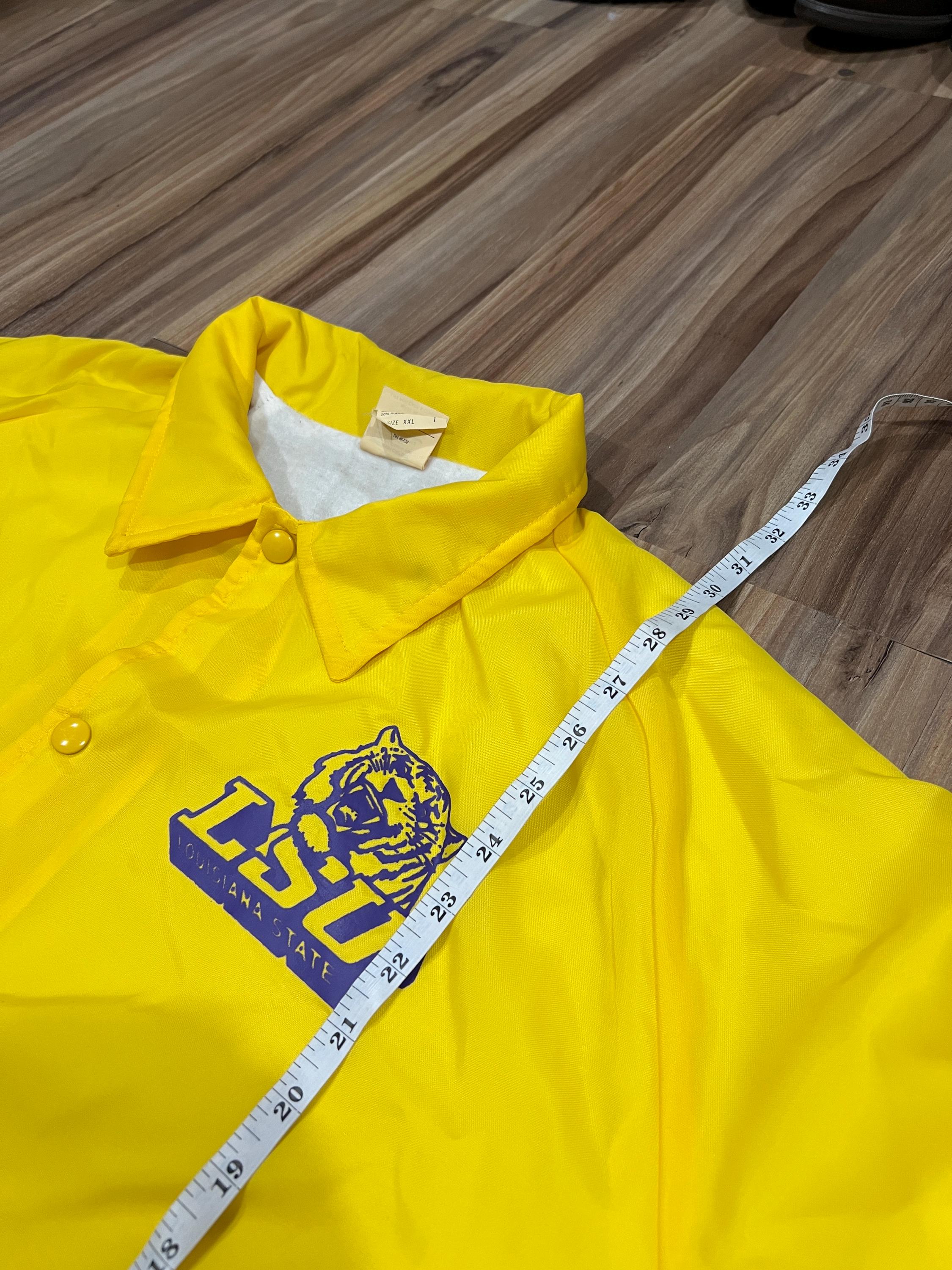 XL Vintage 80s Chalkline LSU Tigers Yellow Lined Nylon Windbreaker