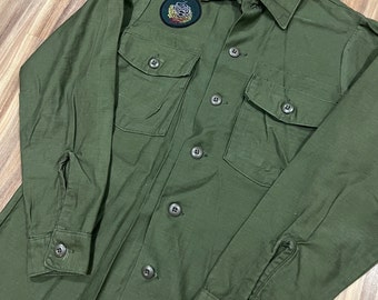 Medium Vintage 60s 70s US Army Military Shirt Fatigue OG-107 Cotton ...