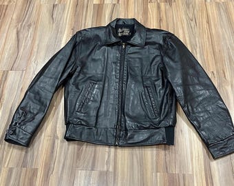 Vintage 1960s Sears Oakbrook Sportswear D Pocket Black Leather