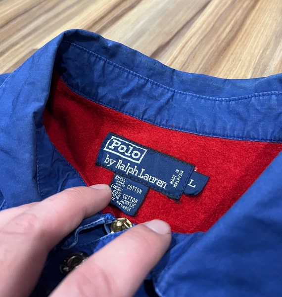 Large Vintage 90s Polo Ralph Lauren Blue & Red Co… - image 5