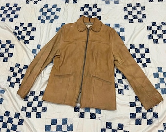 Small Vintage 50s Distressed Uber Buckskin Deer Leather Jacket Brown Custom USA MADE
