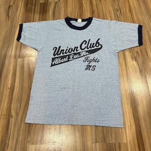 Medium Vintage 80s Light Blue Union Screen Stars Ringer T Shirt Blue USA Made Minnesota
