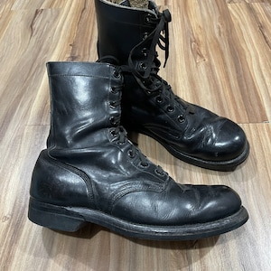 9R Vintage 60s Endicott Johnson Vietnam Era Black Combat Lace-up