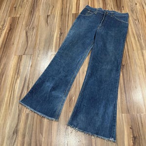 31 x 30 vintage jaren 70 LEE Bell Bottom Bootcut Flare denim blauwe jeans donkere wassing 100% katoen Talon 42 rits