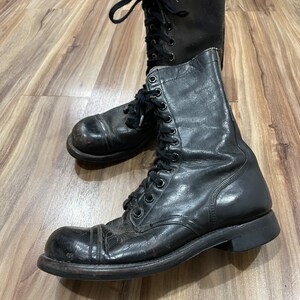 9R Vintage 60s Vietnam Era Black Combat Leather Cap Toe Boots US