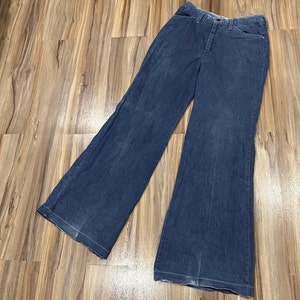 26x31 Vintage 70s JC Penney Wide Leg Flare Bell Bottom Hippie Blue Pants Denim Jeans