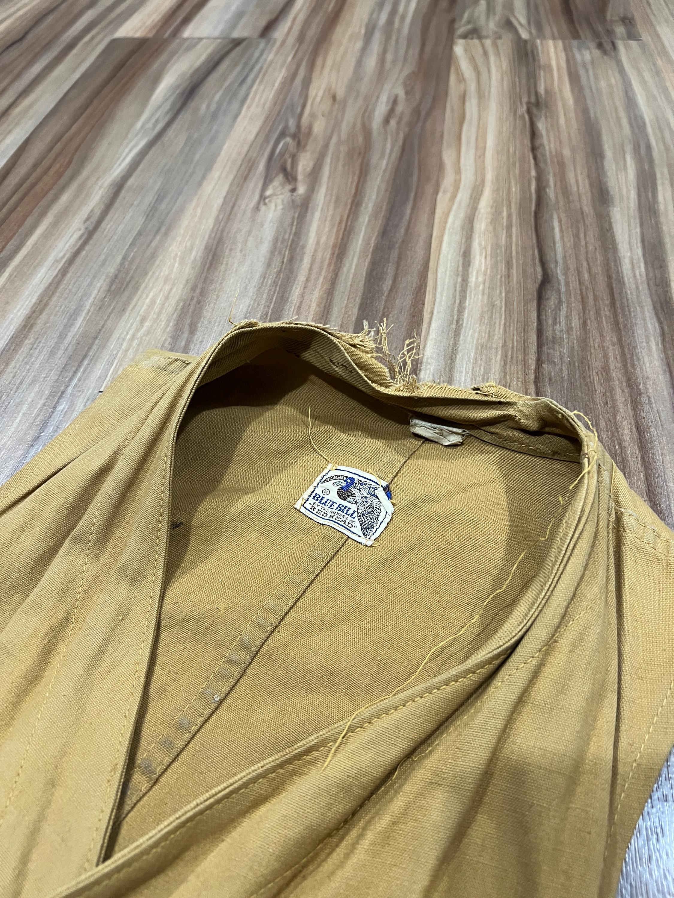 Medium Vintage 40s Blue Bill Red Head Canvas Hunting Vest Shotgun