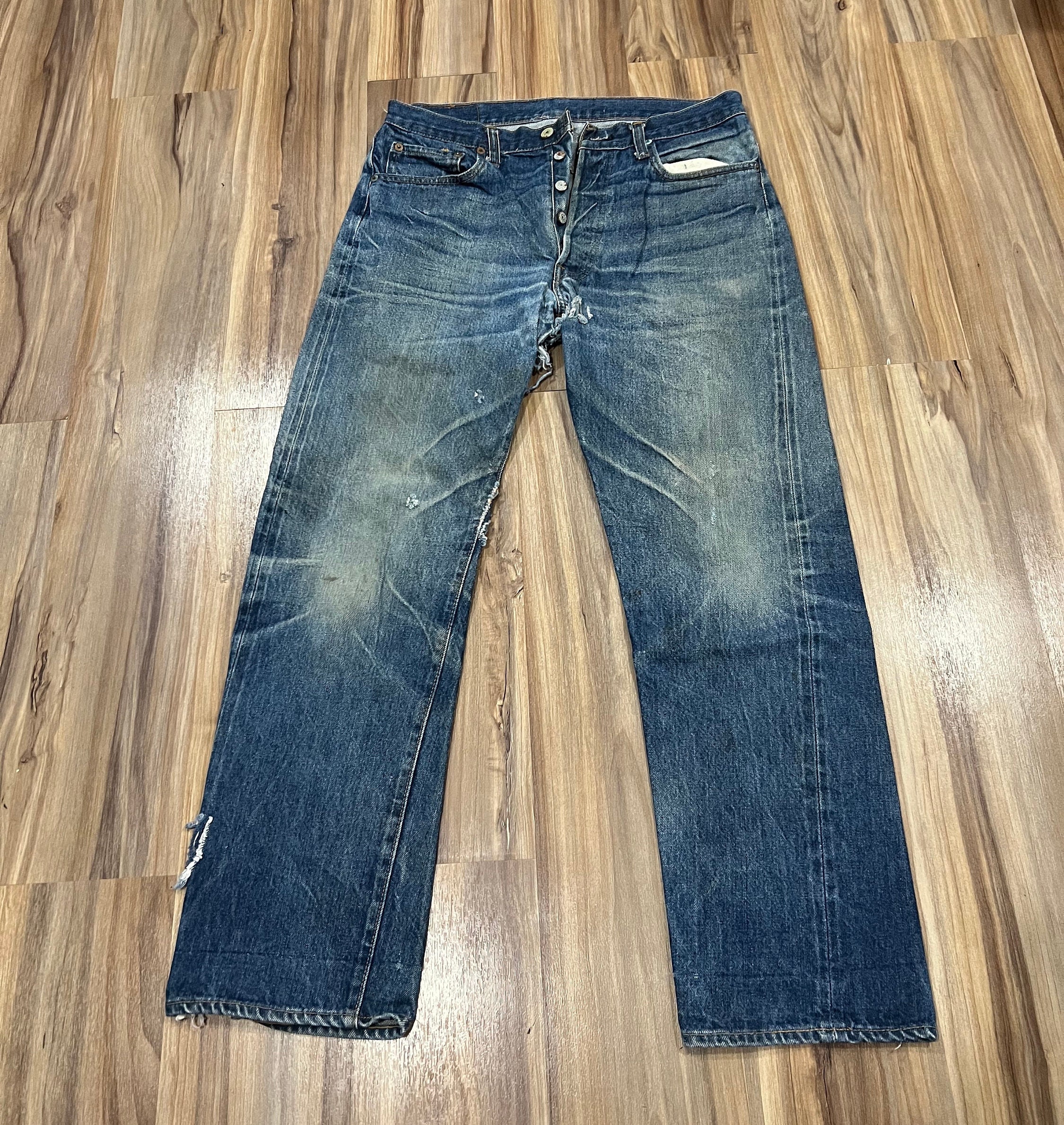 Vintage LEVIS 501XX Jeans Big E 1950s Denim Redline Selvedge 28x33 USA 50s